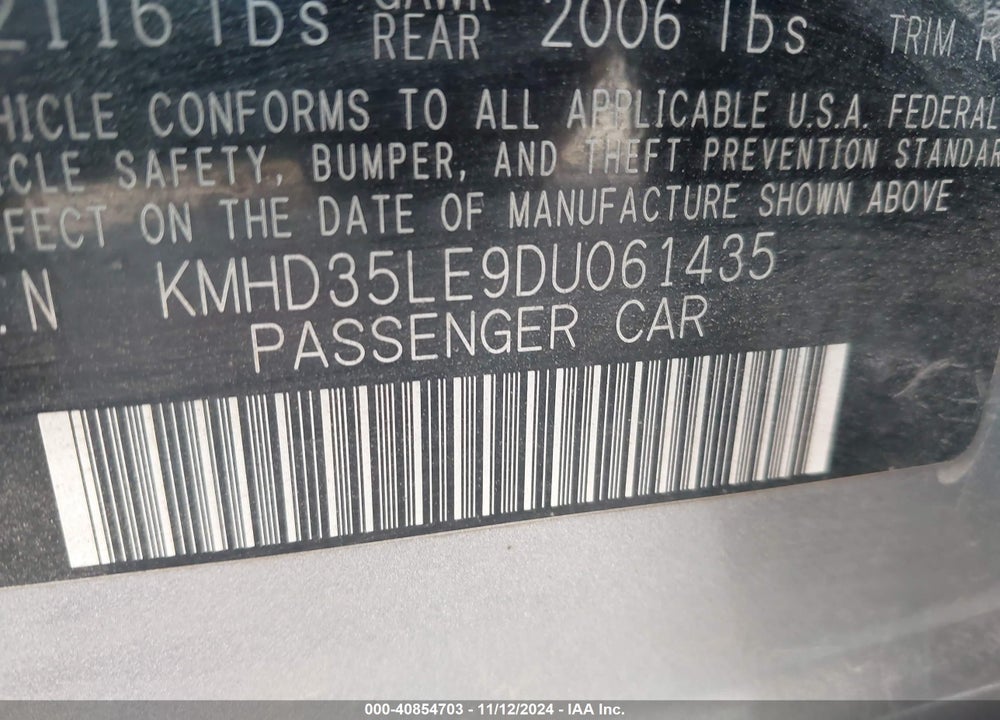 2013 HYUNDAI ELANTRA GT VIN: KMHD35LE9DU061435