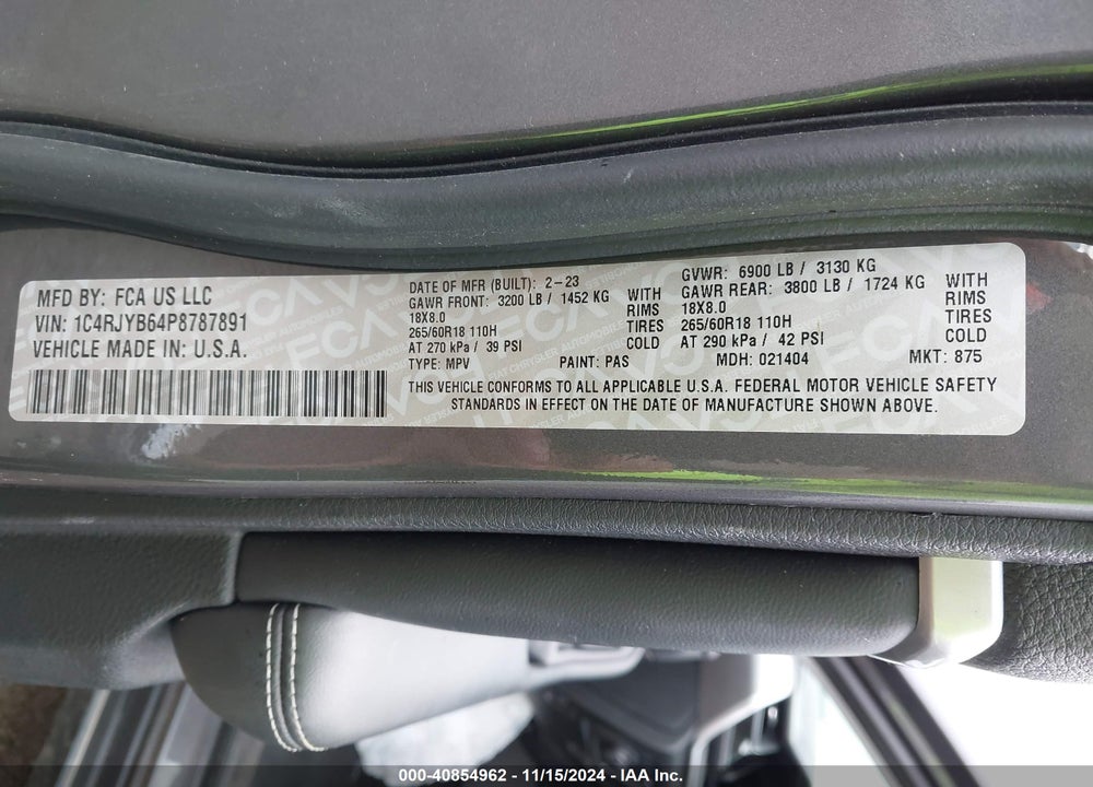 2023 JEEP GRAND CHEROKEE 4XE VIN: 1C4RJYB64P8787891