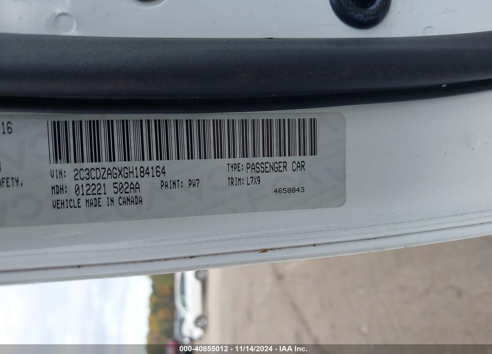 2016 DODGE CHALLENGER SXT VIN: 2C3CDZAGXGH184164