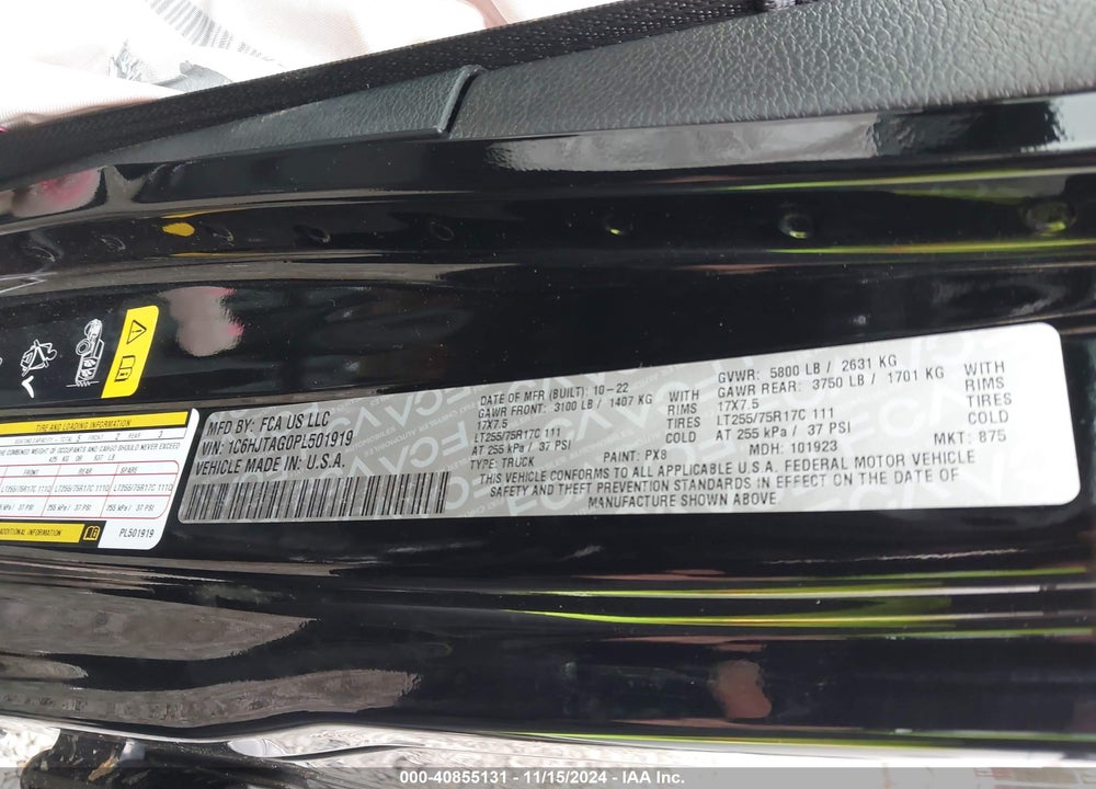 2023 JEEP GLADIATOR WILLYS 4X4 VIN: 1C6HJTAG0PL501919