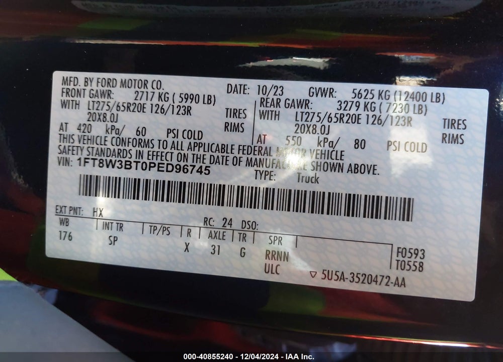 2023 FORD F-350 KING RANCH VIN: 1FT8W3BT0PED96745