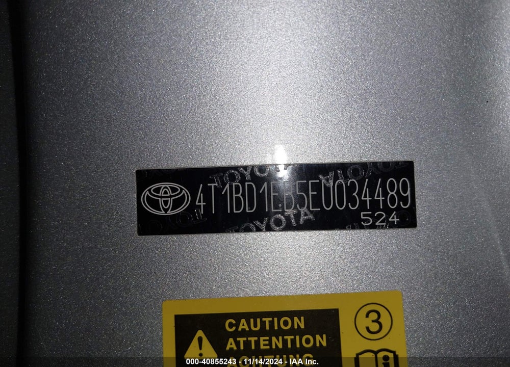 2014 TOYOTA AVALON HYBRID XLE TOURING VIN: 4T1BD1EB5EU034489