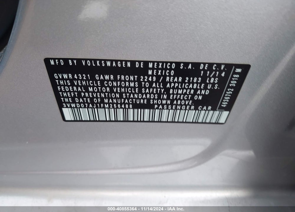 2015 VOLKSWAGEN JETTA 1.8T SE VIN: 3VWD07AJ1FM256488