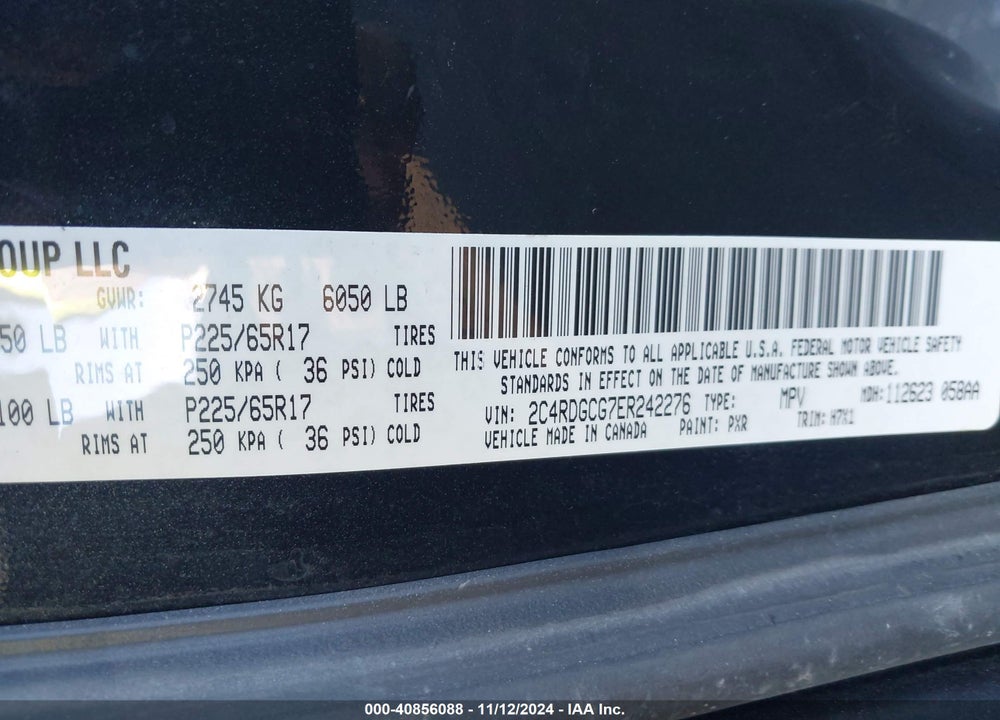 2014 DODGE GRAND CARAVAN SXT VIN: 2C4RDGCG7ER242276