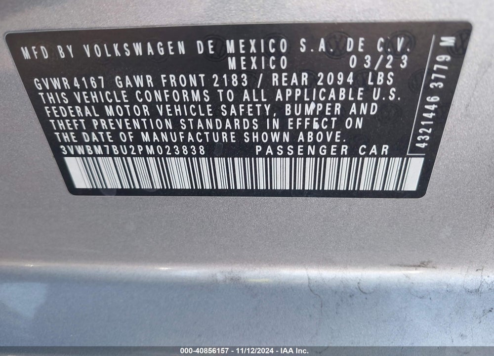 2023 VOLKSWAGEN JETTA 1.5T SPORT VIN: 3VWBM7BU2PM023838