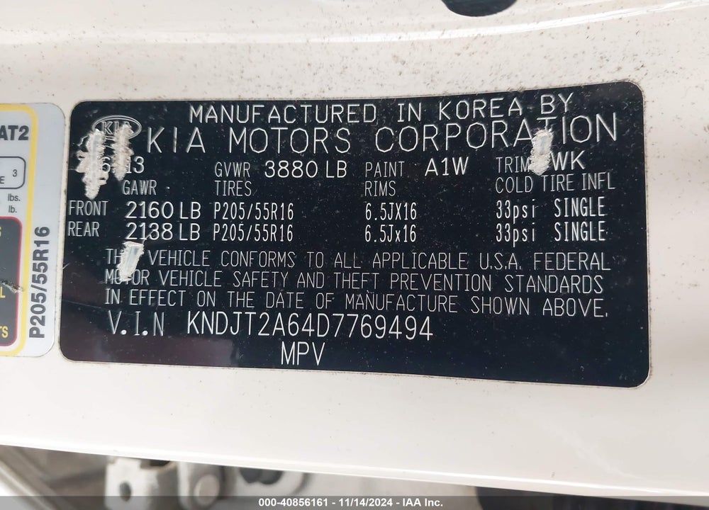 2013 KIA SOUL VIN: KNDJT2A64D7769494