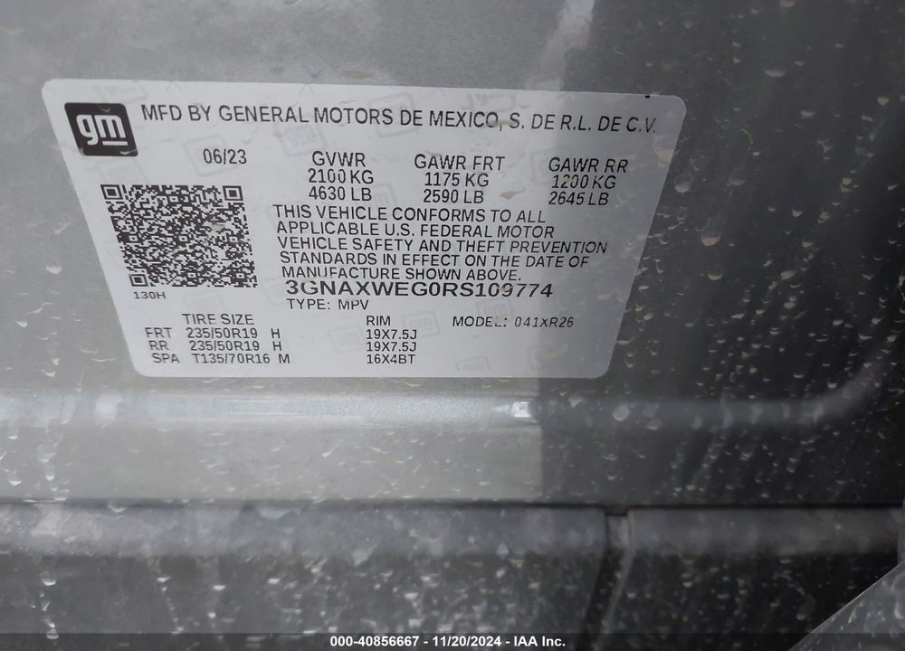 2024 CHEVROLET EQUINOX AWD RS VIN: 3GNAXWEG0RS109774