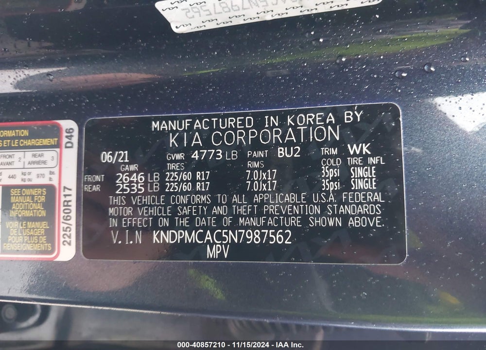 2022 KIA SPORTAGE LX VIN: KNDPMCAC5N7987562