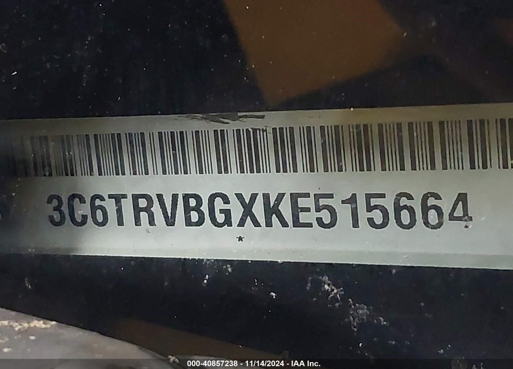 2019 RAM PROMASTER 1500 136 WB VIN: 3C6TRVBGXKE515664