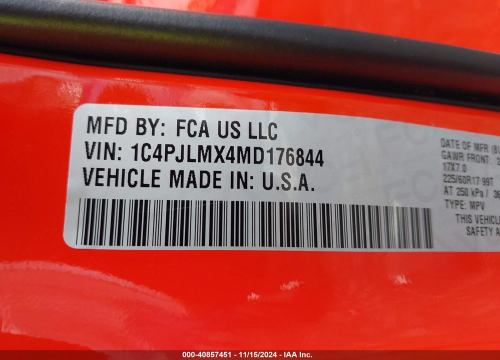 2021 JEEP CHEROKEE LATITUDE LUX FWD VIN: 1C4PJLMX4MD176844