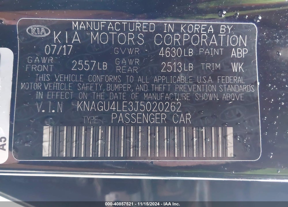 2018 KIA OPTIMA HYBRID EX VIN: KNAGU4LE3J5020262