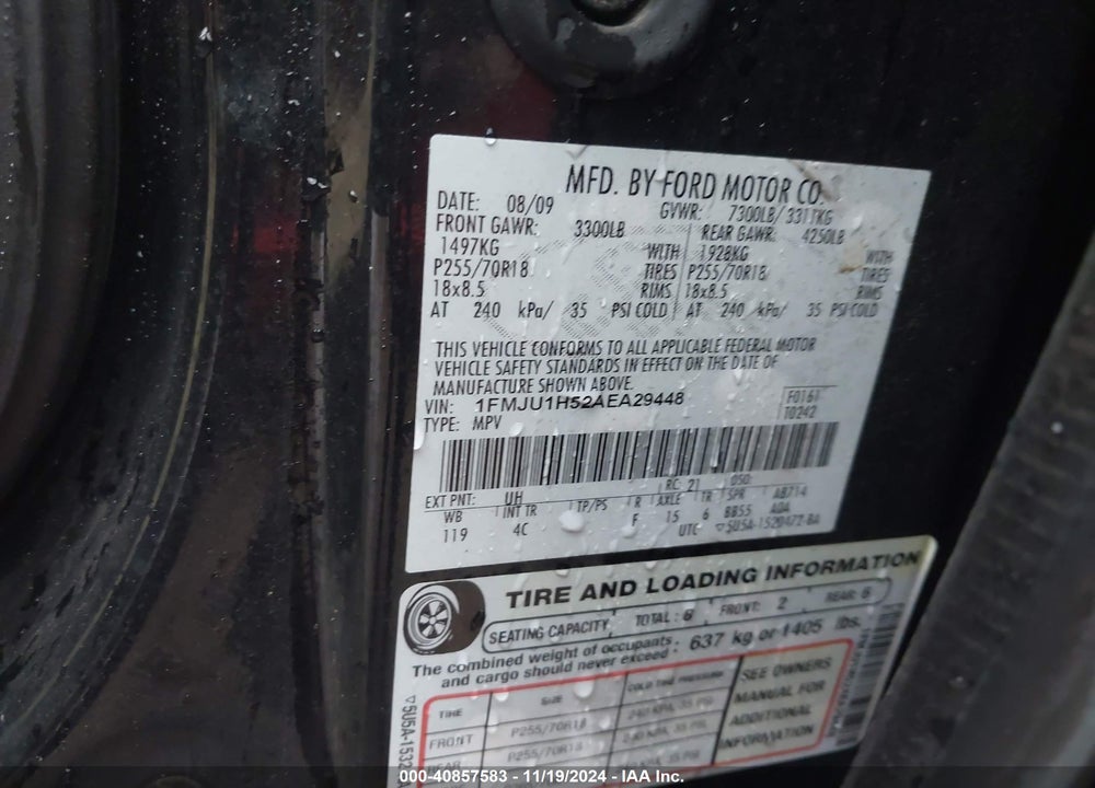 2010 FORD EXPEDITION EDDIE BAUER/KING RANCH VIN: 1FMJU1H52AEA29448