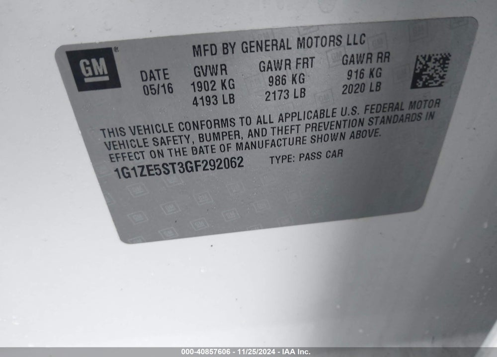2016 CHEVROLET MALIBU 1LT VIN: 1G1ZE5ST3GF292062