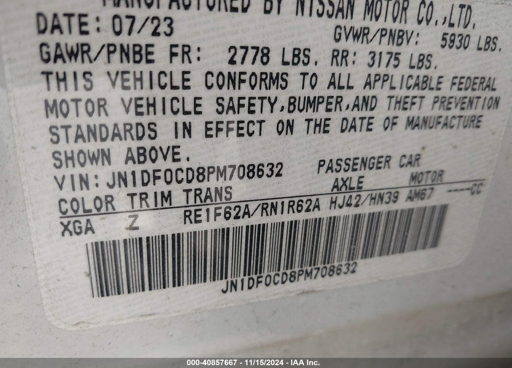 2023 NISSAN ARIYA PLATINUM + VIN: JN1DF0CD8PM708632