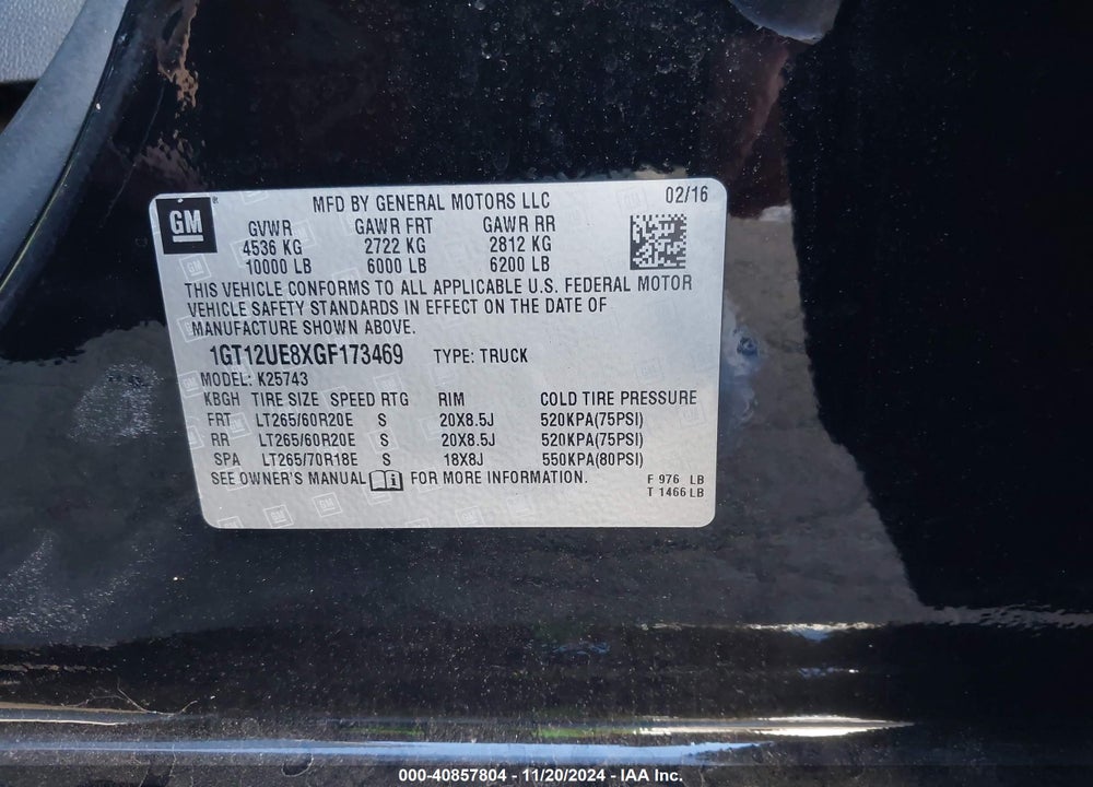 2016 GMC SIERRA 2500HD DENALI VIN: 1GT12UE8XGF173469