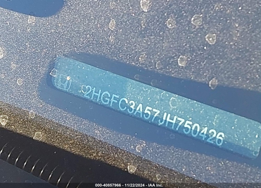 2018 HONDA CIVIC VIN: 2HGFC3A57JH750426