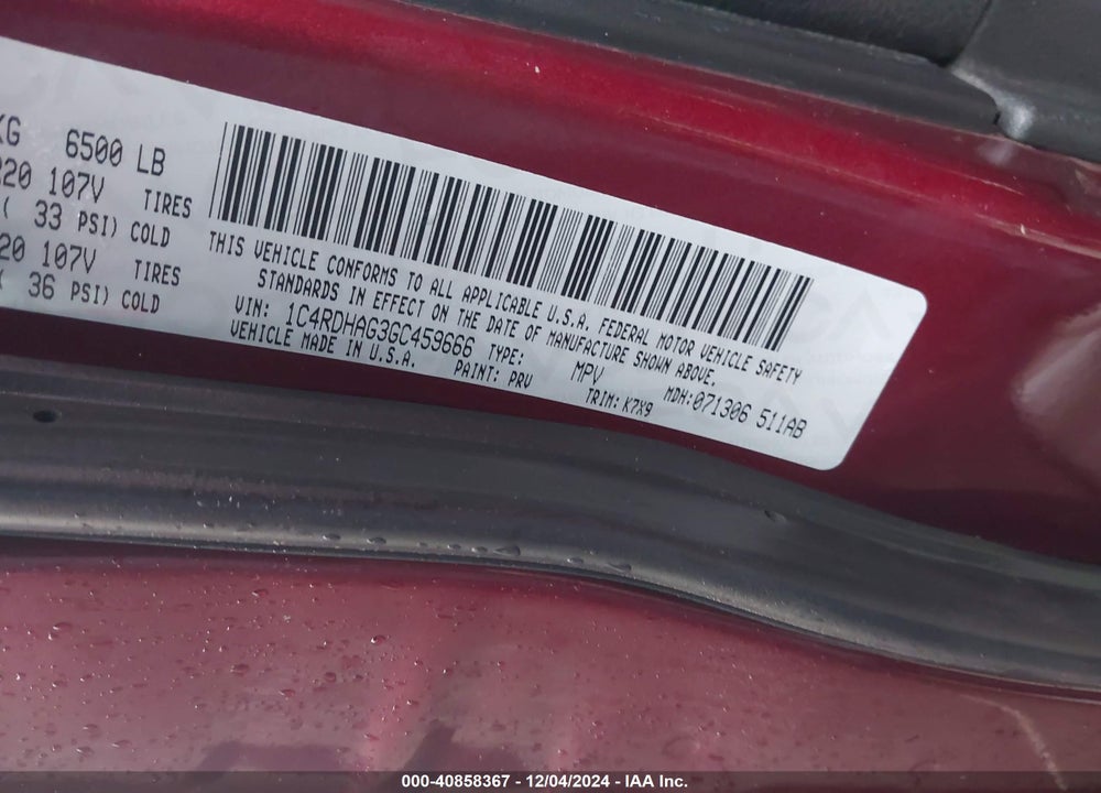 2016 DODGE DURANGO SXT VIN: 1C4RDHAG3GC459666