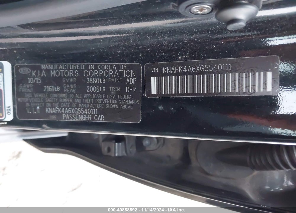 2016 KIA FORTE LX VIN: KNAFK4A6XG5540111