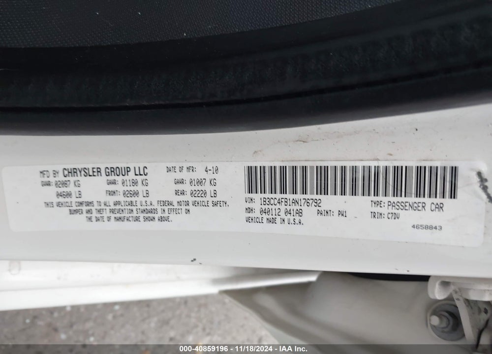 2010 DODGE AVENGER SXT VIN: 1B3CC4FB1AN176792
