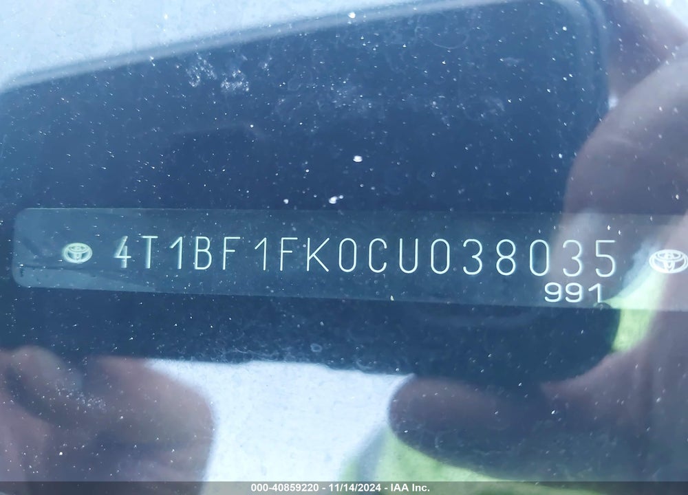 2012 TOYOTA CAMRY SE VIN: 4T1BF1FK0CU038035