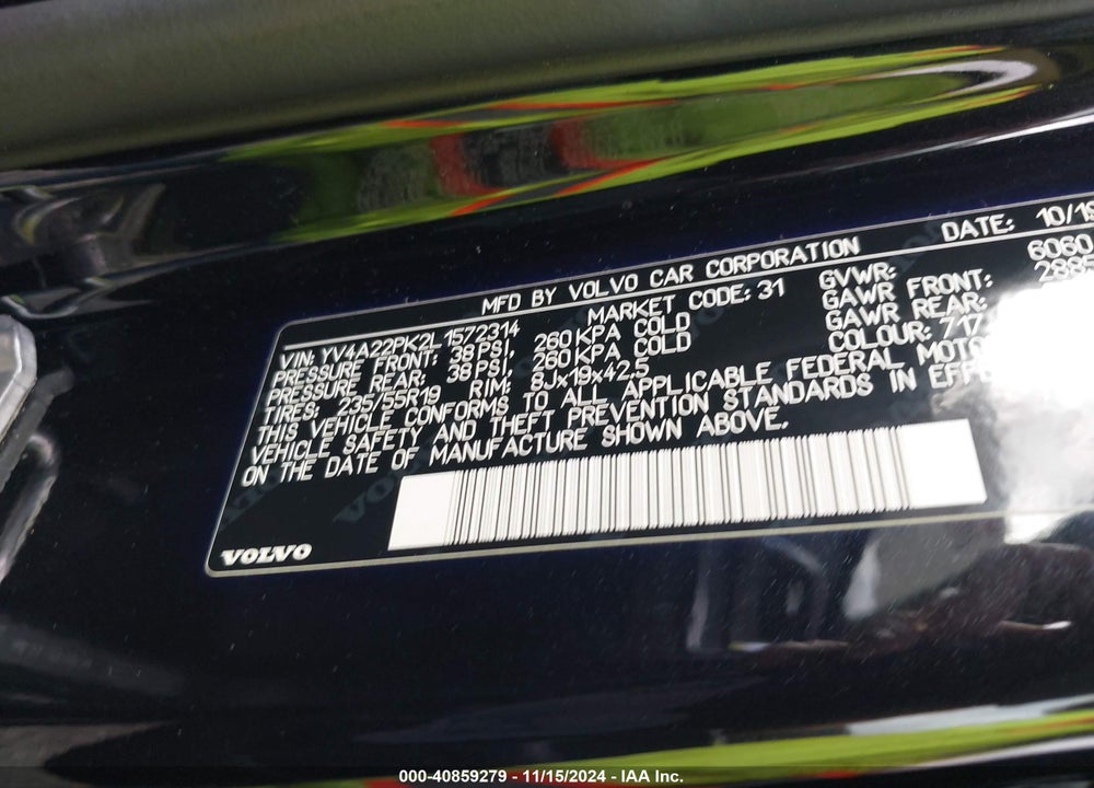 2020 VOLVO XC90 T6 MOMENTUM 7 PASSENGER VIN: YV4A22PK2L1572314
