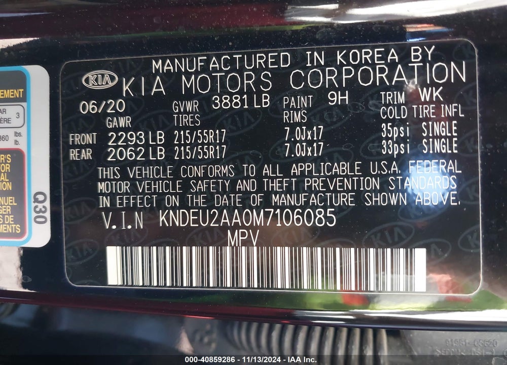 2021 KIA SELTOS S VIN: KNDEU2AA0M7106085
