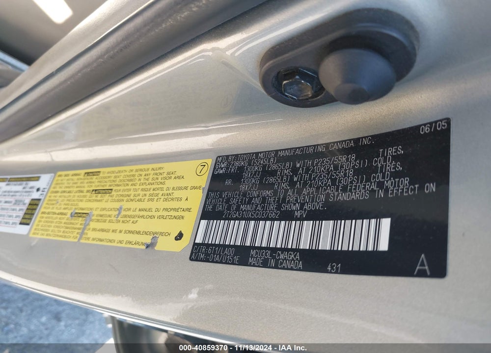 2005 LEXUS RX 330 VIN: 2T2GA31UX5C037662