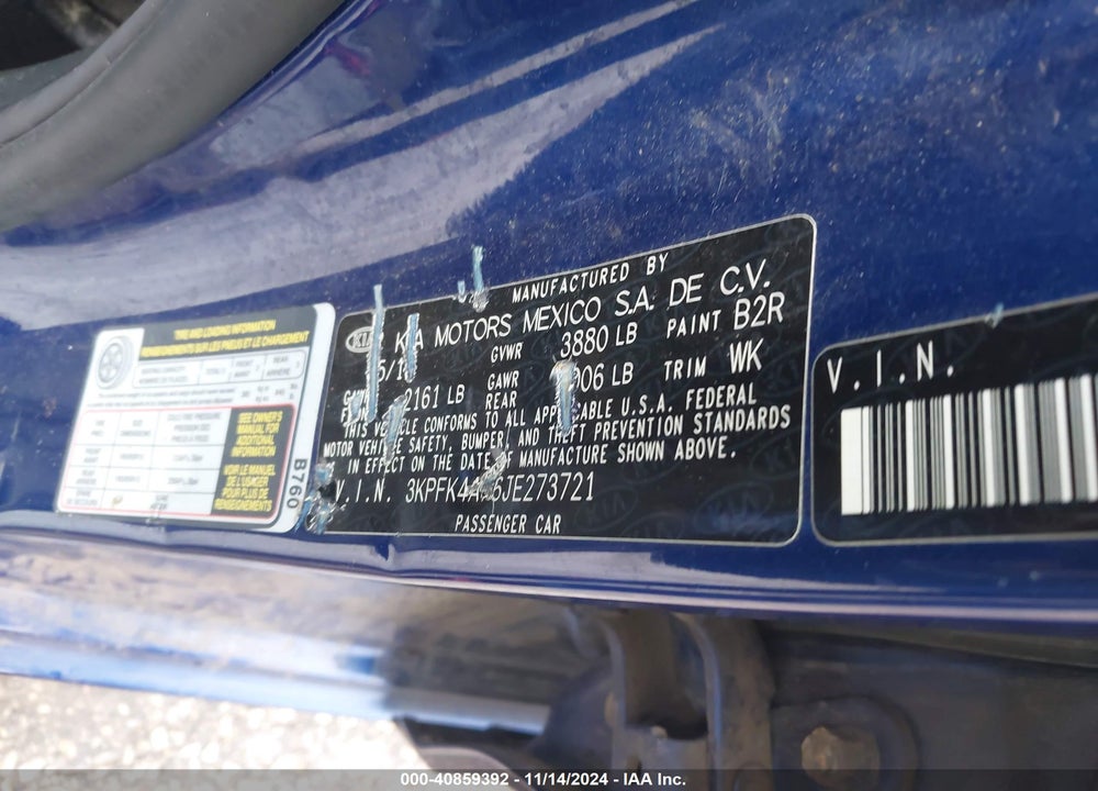 2018 KIA FORTE LX VIN: 3KPFK4A76JE273721