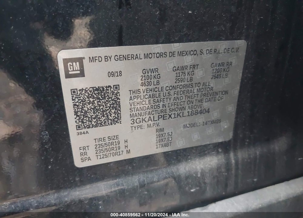 2019 GMC TERRAIN VIN: 3GKALPEX1KL188404