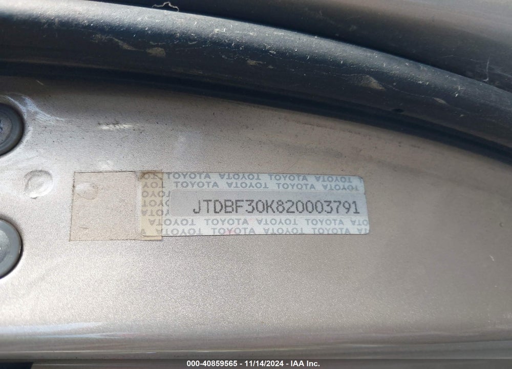 2002 TOYOTA CAMRY XLE V6 VIN: JTDBF30K820003791