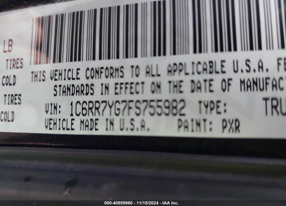 2015 RAM 1500 REBEL VIN: 1C6RR7YG7FS755982