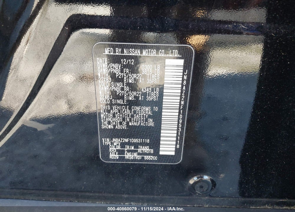 2013 INFINITI QX56 VIN: JN8AZ2NF1D9531118
