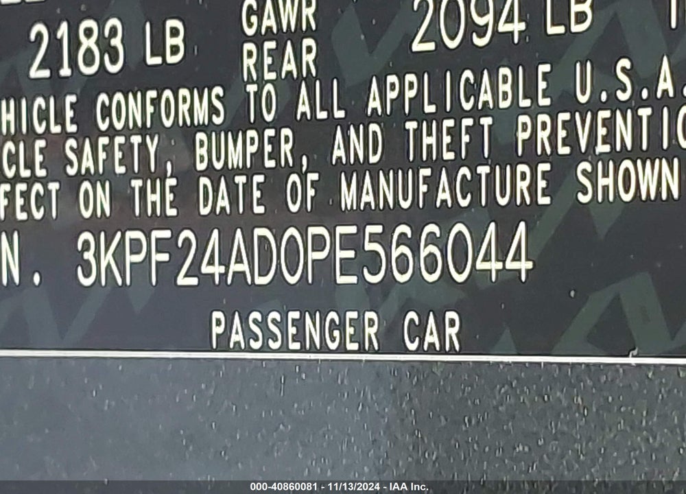 2023 KIA FORTE LX VIN: 3KPF24AD0PE566044