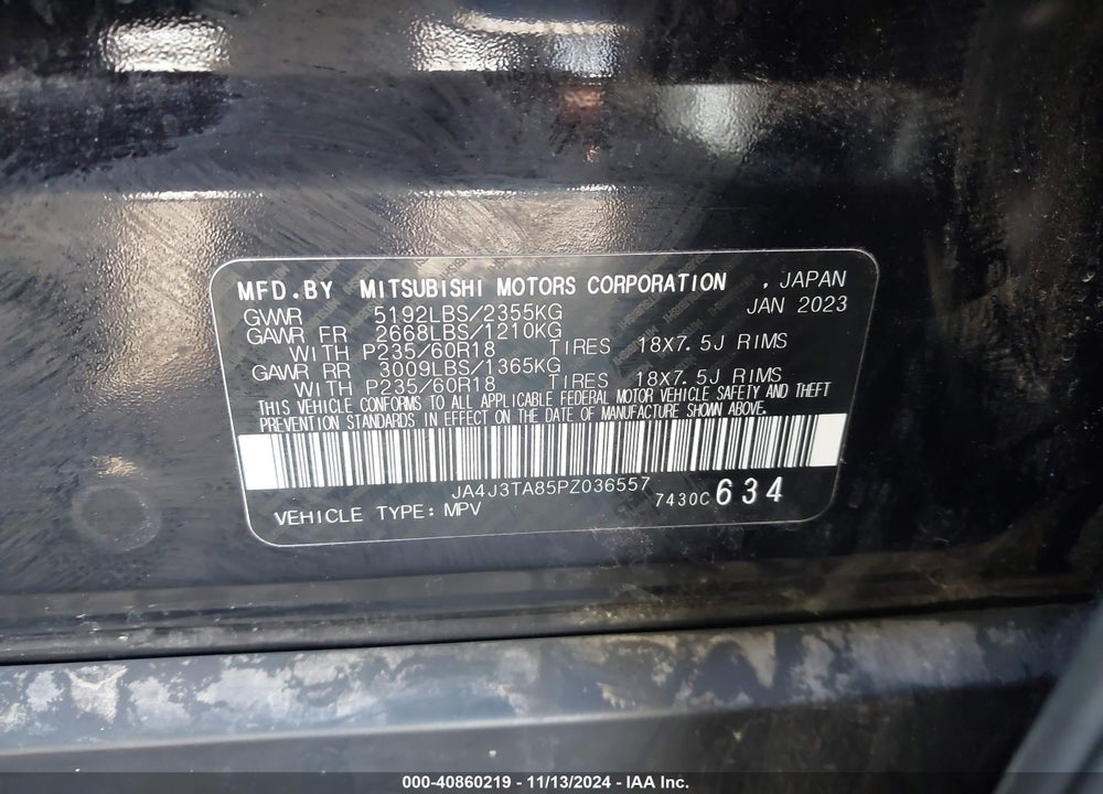 2023 MITSUBISHI OUTLANDER ES 2.5 2WD VIN: JA4J3TA85PZ036557