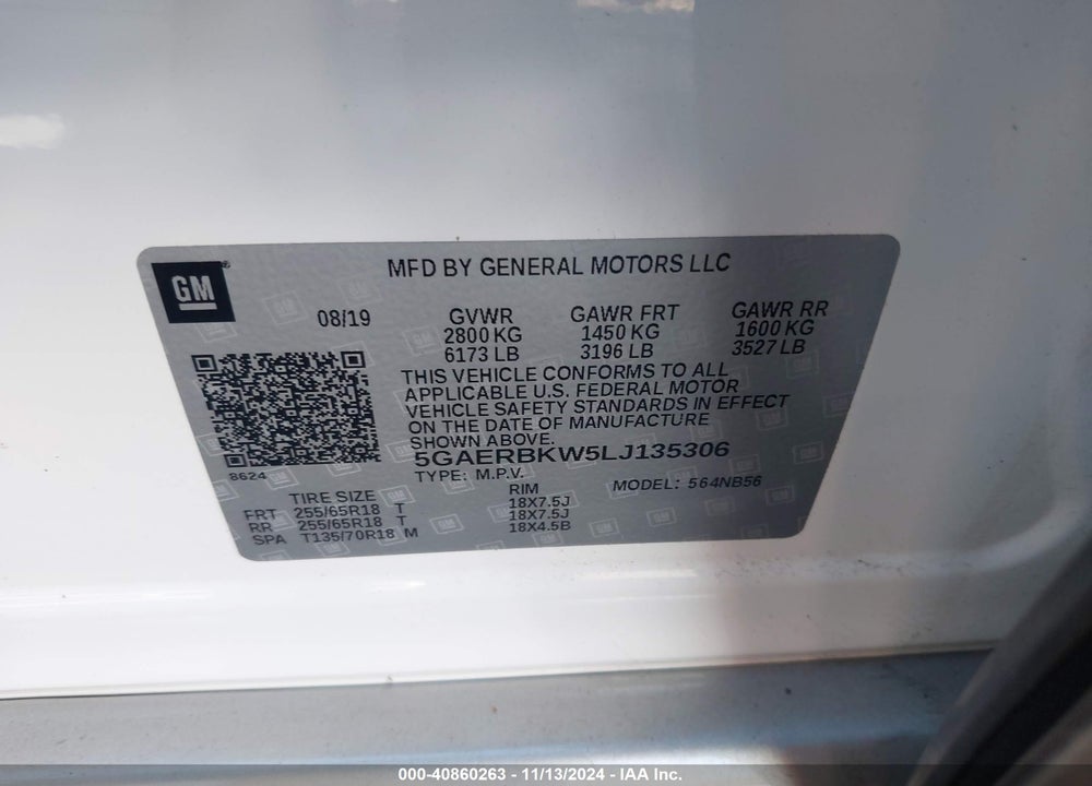 2020 BUICK ENCLAVE FWD ESSENCE VIN: 5GAERBKW5LJ135306