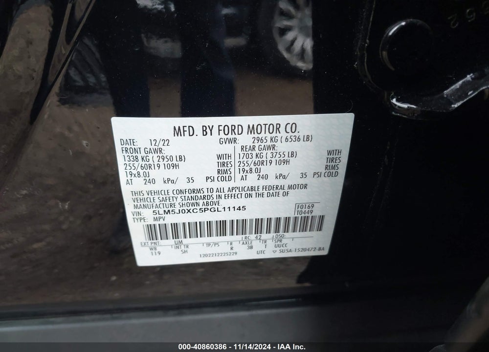 2023 LINCOLN AVIATOR LIVERY VIN: 5LM5J0XC5PGL11145