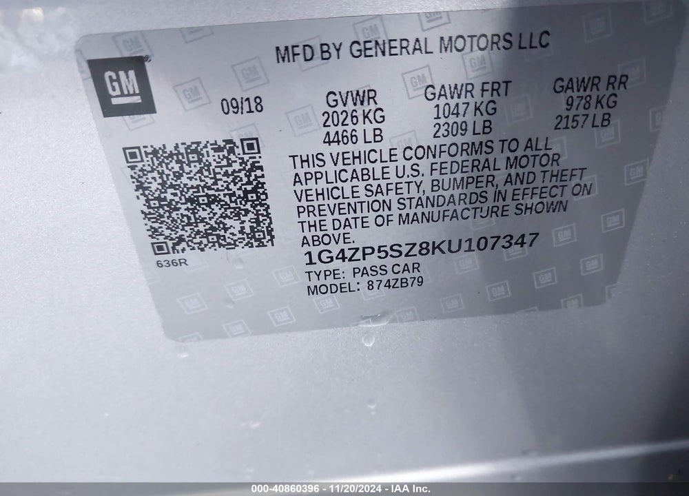2019 BUICK LACROSSE FWD ESSENCE VIN: 1G4ZP5SZ8KU107347