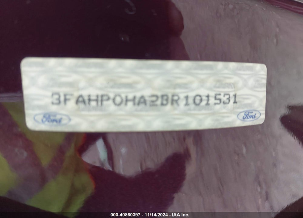 2011 FORD FUSION SE VIN: 3FAHP0HA2BR101531