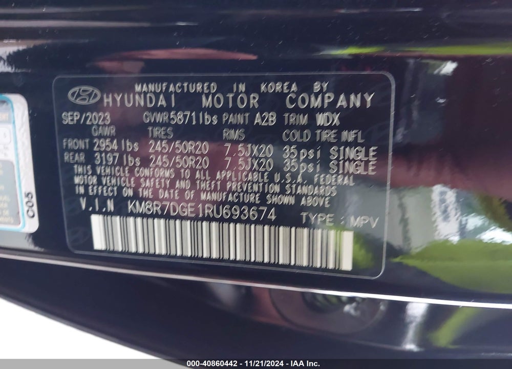 2024 HYUNDAI PALISADE CALLIGRAPHY VIN: KM8R7DGE1RU693674
