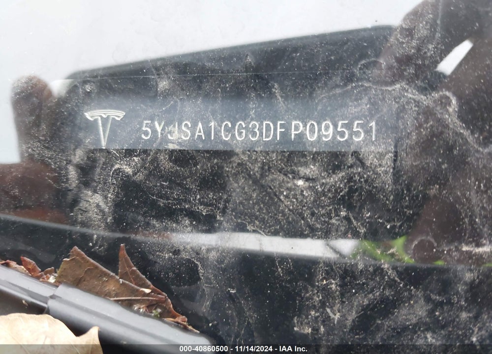 2013 TESLA MODEL S VIN: 5YJSA1CG3DFP09551
