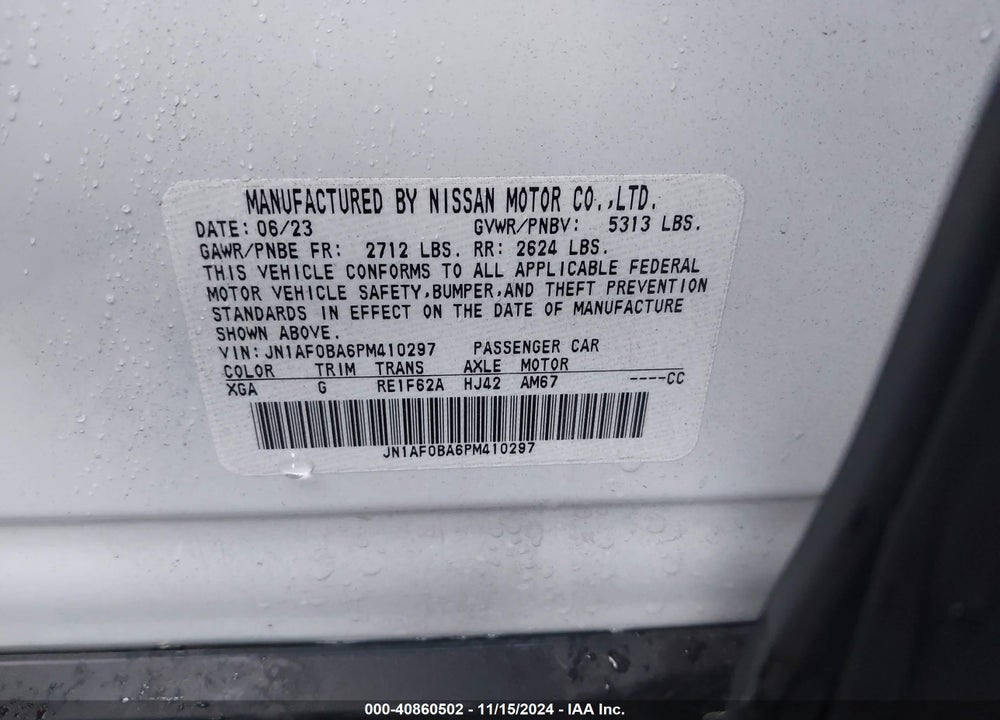 2023 NISSAN ARIYA ENGAGE VIN: JN1AF0BA6PM410297