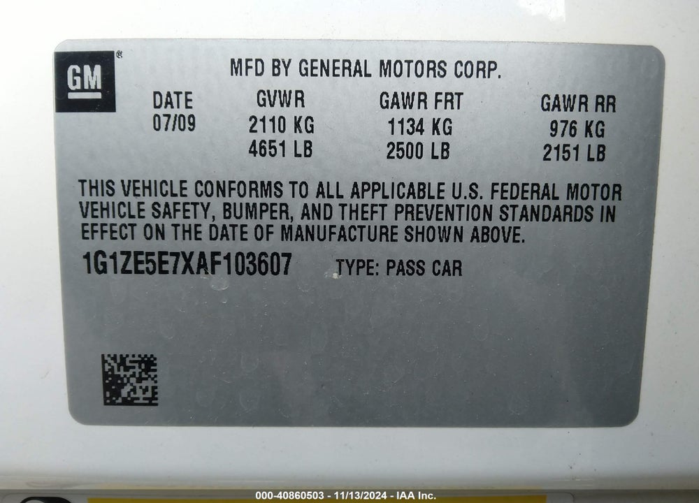 2010 CHEVROLET MALIBU LTZ VIN: 1G1ZE5E7XAF103607