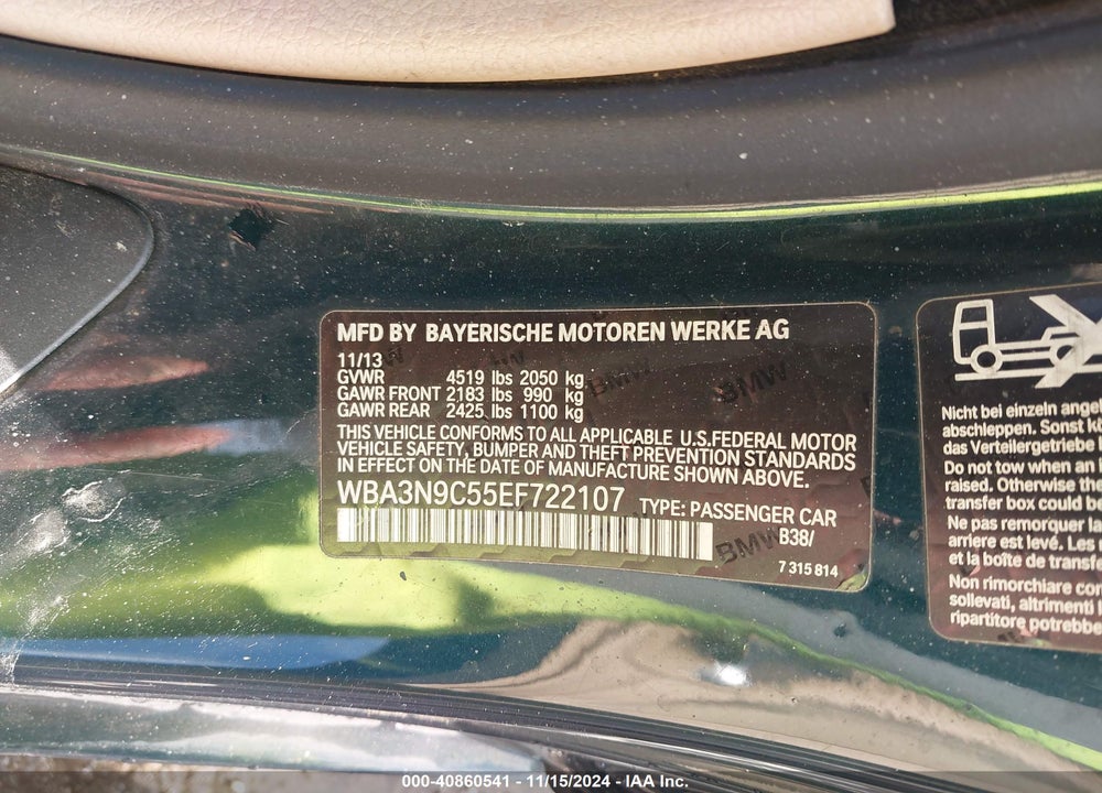 2014 BMW 428I VIN: WBA3N9C55EF722107