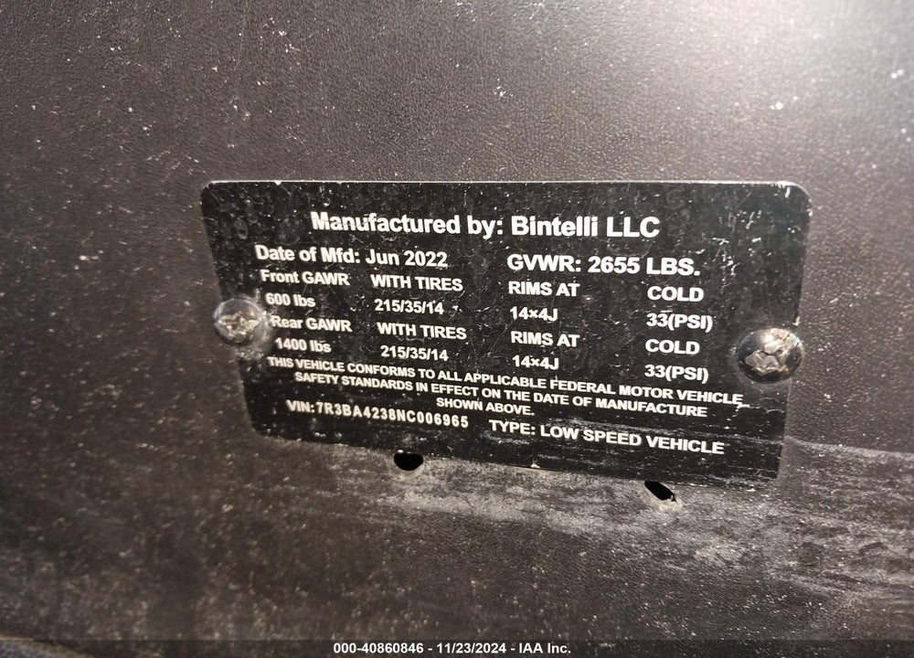 2021 GOLF CART --- VIN: 7R3BA4238NC006965