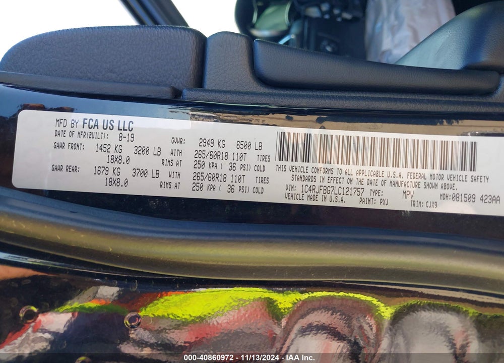 2020 JEEP GRAND CHEROKEE LIMITED 4X4 VIN: 1C4RJFBG7LC121757
