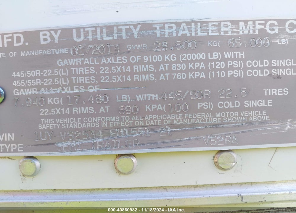 2015 UTILITY TRAILER MFG --- VIN: 1UYVS2534FU155121