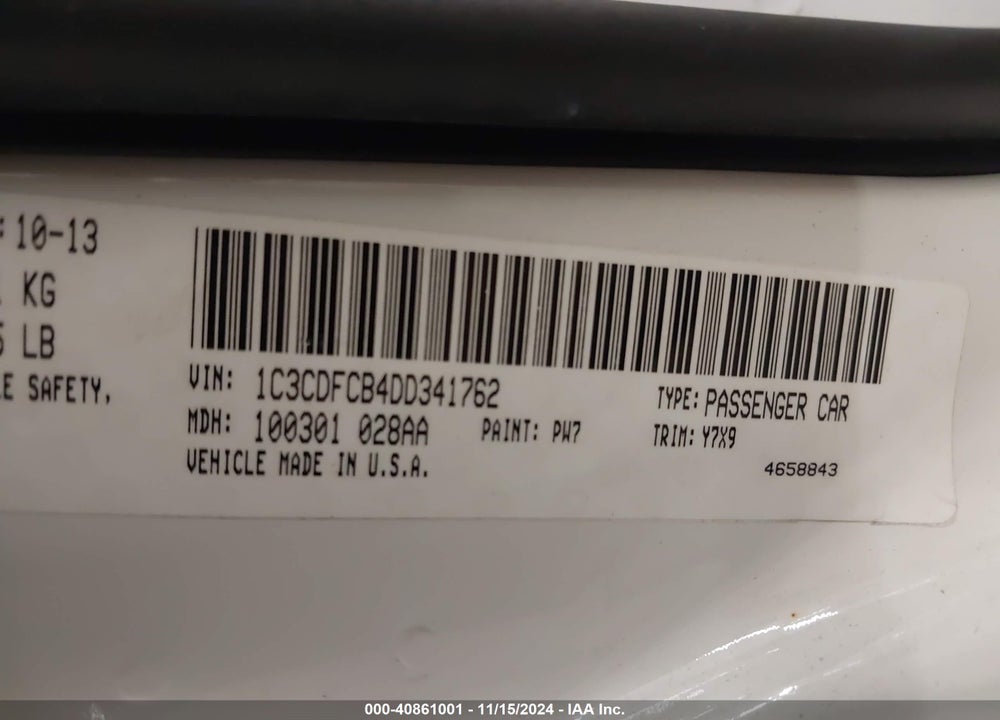 2013 DODGE DART GT VIN: 1C3CDFCB4DD341762