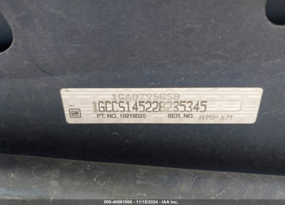 2002 CHEVROLET S-10 VIN: 1GCCS145228235345