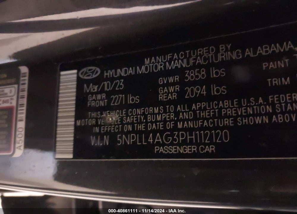2023 HYUNDAI ELANTRA SE VIN: 5NPLL4AG3PH112120