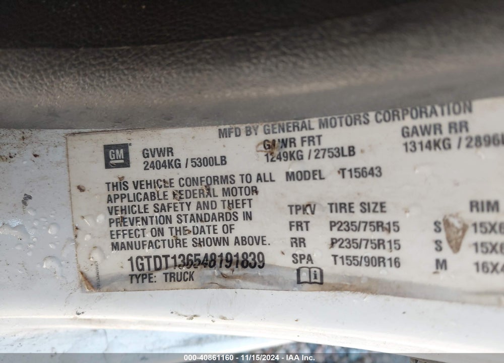 2004 GMC CANYON SLE VIN: 1GTDT136548191839